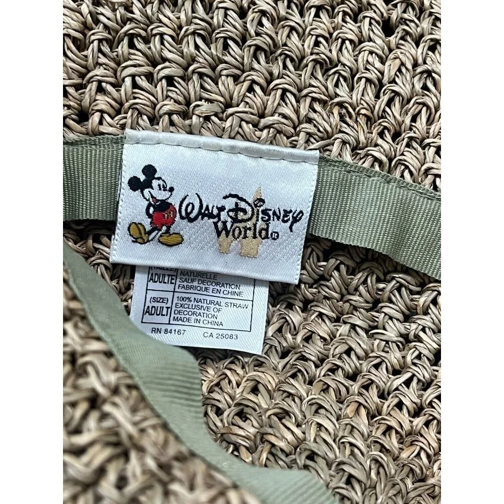 Walt Disney World Womens Straw Sun Hat Adult One Size Beige w/ Black Ribbon